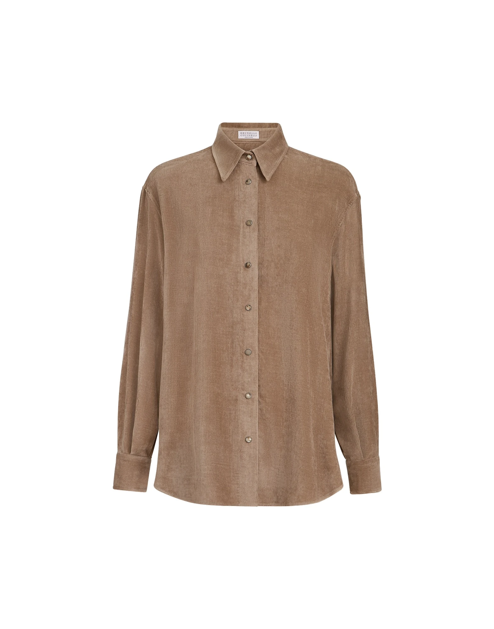 Brunello Cucinelli Fluid corduroy shirt in Cappuccino | Buy Tops at Coveti Brunello Cucinelli Fluid corduroy shirt in Cappuccino