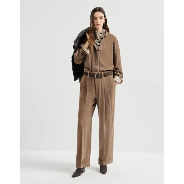Brunello Cucinelli Fluid corduroy trousers in Cappuccino