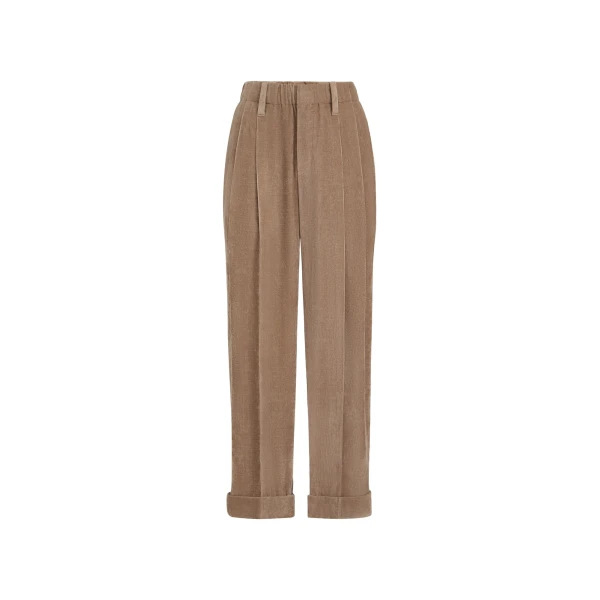 Fluid corduroy trousers in Cappuccino