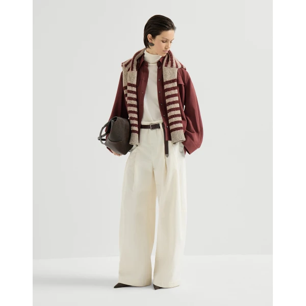 Brunello Cucinelli Fluid twill cropped shirt in Wine