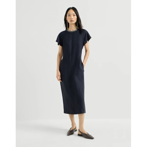 Fluid twill dress in Blue - Image 2