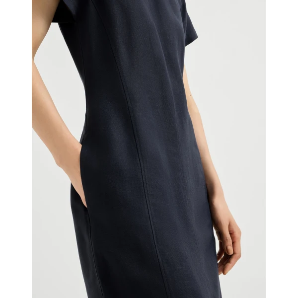 Fluid twill dress in Blue - Image 4