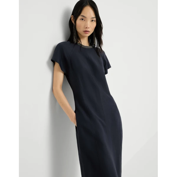 Fluid twill dress in Blue - Image 5