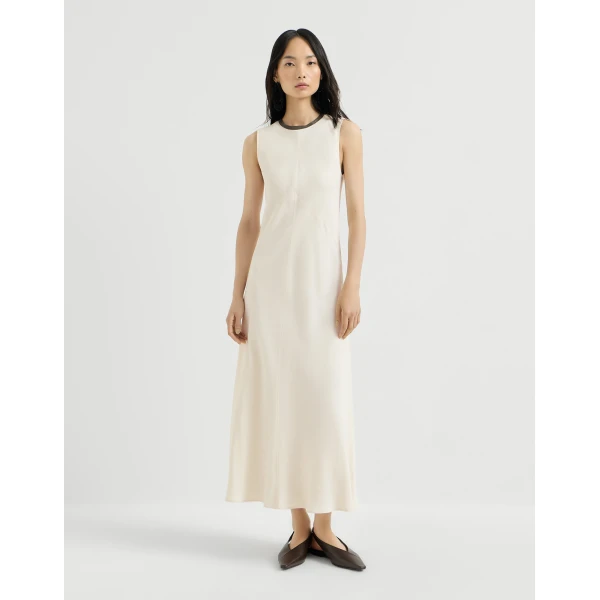 Fluid twill dress in Milk - Image 2