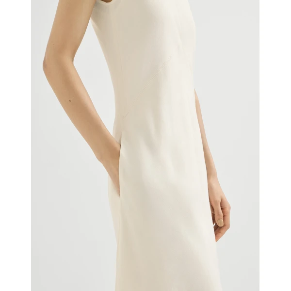 Fluid twill dress in Milk - Image 4
