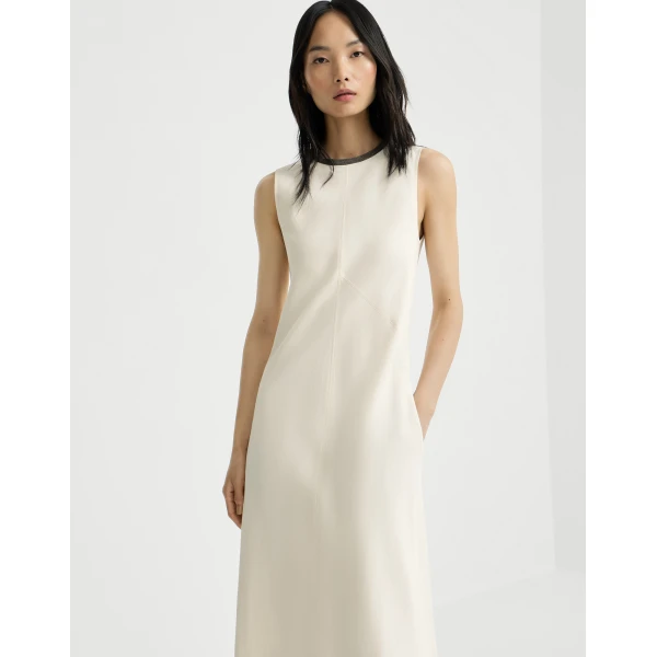 Fluid twill dress in Milk - Image 5