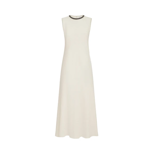 Fluid twill dress in Milk
