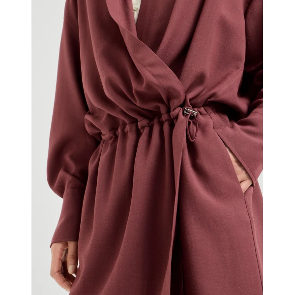 Brunello Cucinelli Fluid twill shirt dress in Wine
