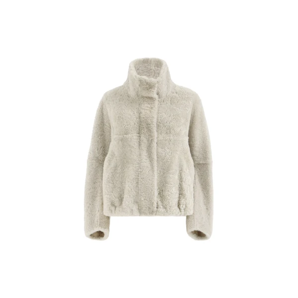 Fuzzy shearling outerwear jacket in Grey