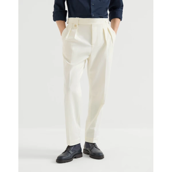 Brunello Cucinelli Gabardine trousers in White, view 2 | Pants | Coveti