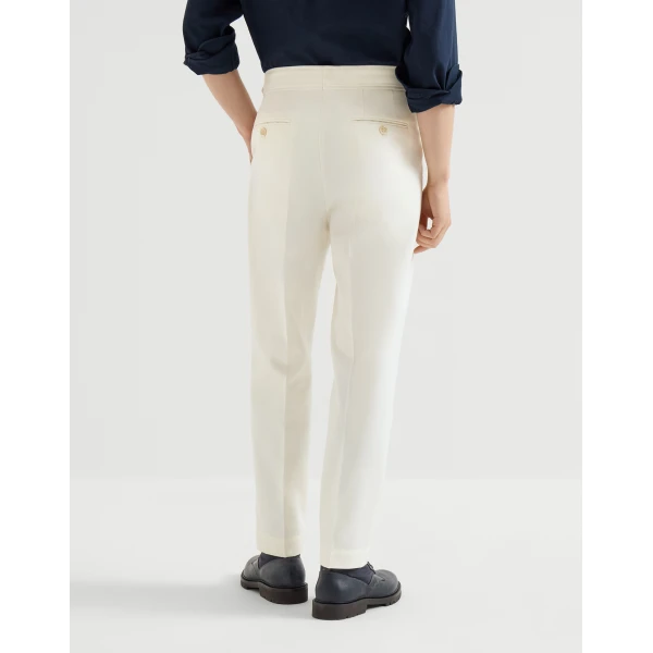 Brunello Cucinelli Gabardine trousers in White, view 3 | Pants | Coveti