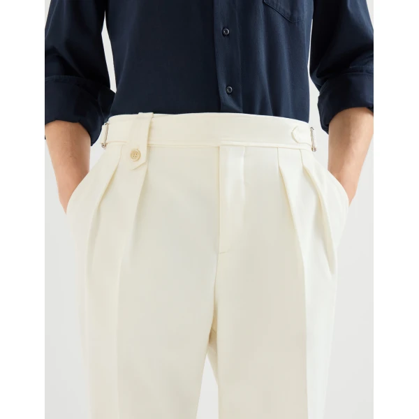 Brunello Cucinelli Gabardine trousers in White, view 4 | Pants | Coveti