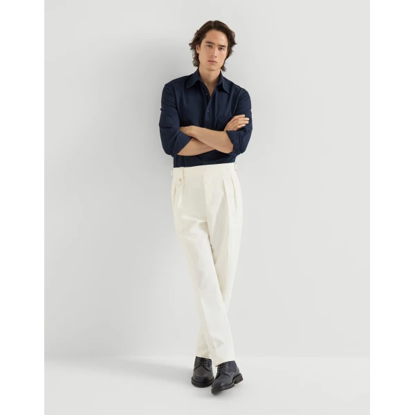 Brunello Cucinelli Gabardine trousers in White, view 5 | Pants | Coveti