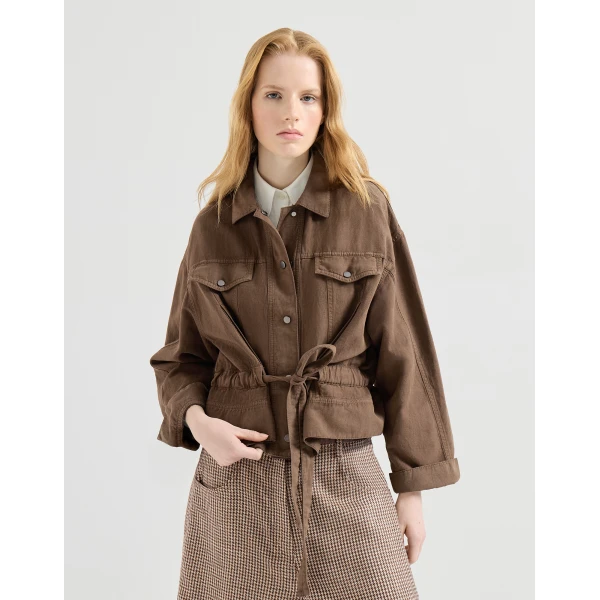 Garment-dyed cover outerwear jacket in Cigar - Image 2