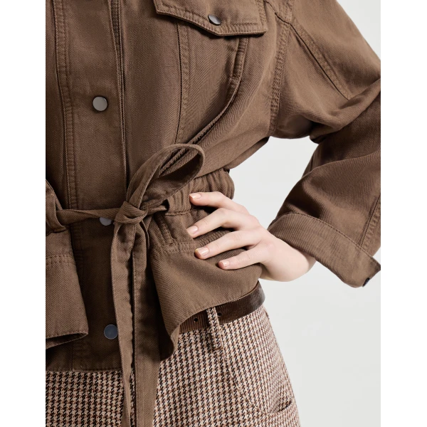 Garment-dyed cover outerwear jacket in Cigar - Image 4