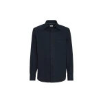 Brunello Cucinelli Garment-dyed gabardine shirt in Navy Blue | Shirts | Coveti