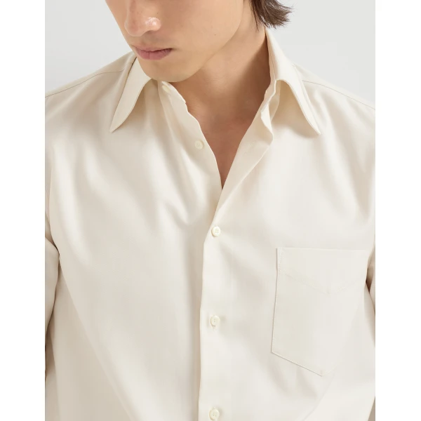 Brunello Cucinelli Garment-dyed twill shirt in Panama, view 5 | Shirts | Coveti
