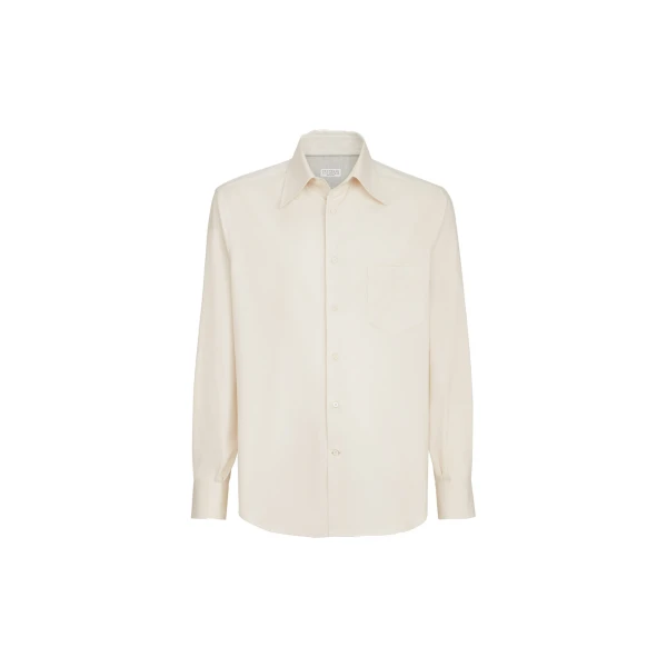 Garment-dyed twill shirt in Panama