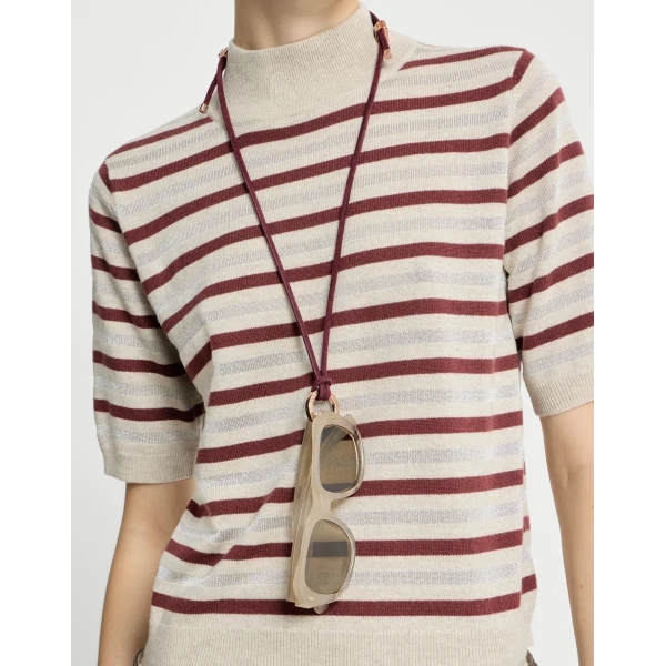Brunello Cucinelli Glasses cord with monili in Burgundy, view 3 | Accessories | Coveti