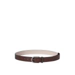 Brunello Cucinelli Glossy hammered calfskin belt in Brown | Belts | Coveti