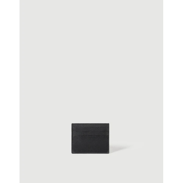 Brunello Cucinelli Grained calfskin card case in Black, view 2 | Wallets & Purses | Coveti