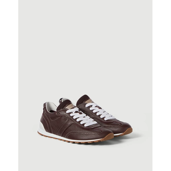 Grained soft leather runners in Mahogany - Image 2