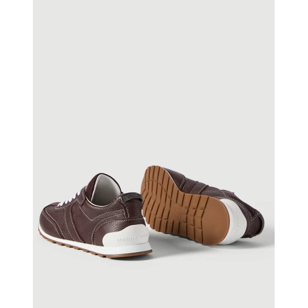 Grained soft leather runners in Mahogany - Image 4