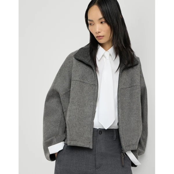 Brunello Cucinelli Hand-crafted bomber jacket in Dark Grey