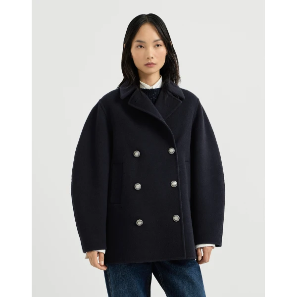 Brunello Cucinelli Hand-finished Caban jacket in Cobalt