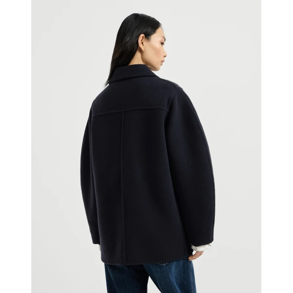 Brunello Cucinelli Hand-finished Caban jacket in Cobalt