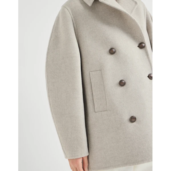 Brunello Cucinelli Hand-finished Caban jacket in Cool Beige
