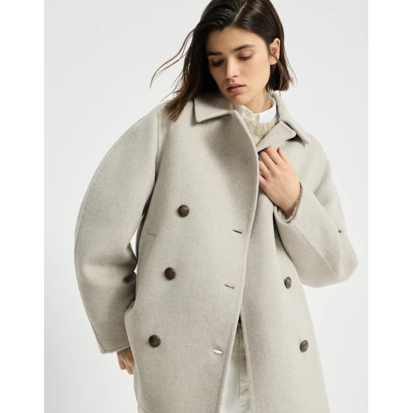 Brunello Cucinelli Hand-finished Caban jacket in Cool Beige