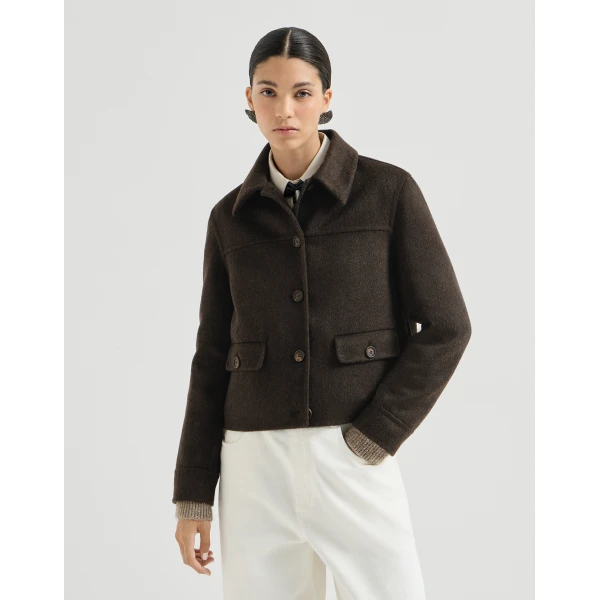 Brunello Cucinelli Handcrafted outerwear jacket in Pine Cone Brown