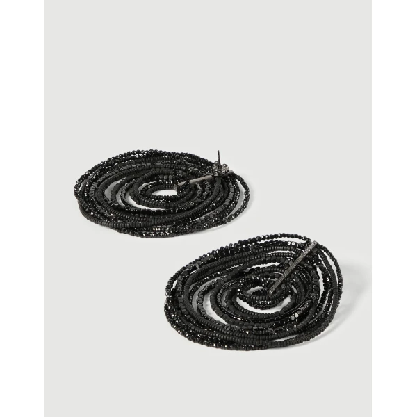 Brunello Cucinelli Hematite and Sterling Silver earrings in Black, view 3 | Earrings | Coveti