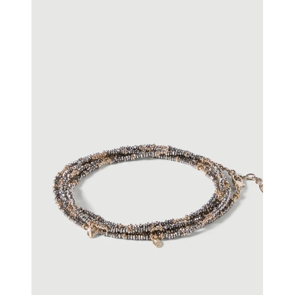 Brunello Cucinelli Hematite and Sterling Silver wrap bracelet in Brown, view 2 | Bracelets | Coveti