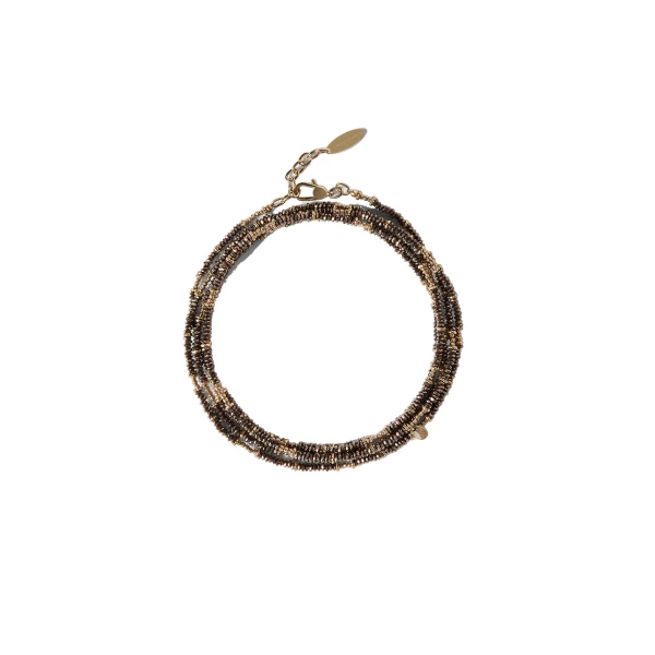 Hematite and Sterling Silver wrap bracelet in Brown