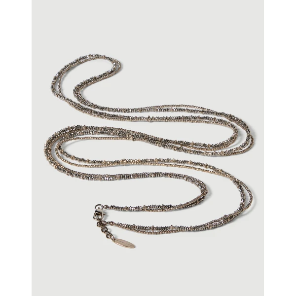 Brunello Cucinelli Hematite and Sterling Silver wrap bracelet in Silver, view 2 | Bracelets | Coveti