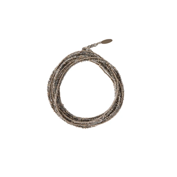 Hematite and Sterling Silver wrap bracelet in Silver