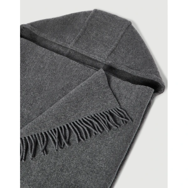 Brunello Cucinelli Hooded knit scarf in Medium Grey, view 4 | Scarves | Coveti