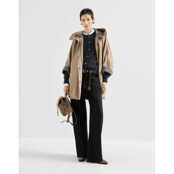 Hooded outerwear jacket with monili in Camel - Image 6