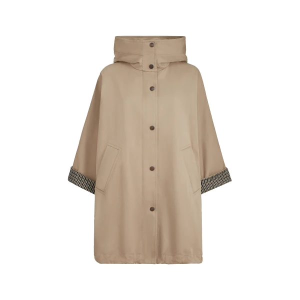 Brunello Cucinelli Hooded outerwear jacket with monili in Camel