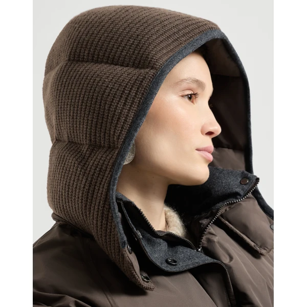 Hooded taffeta outerwear jacket in Brown - Image 4