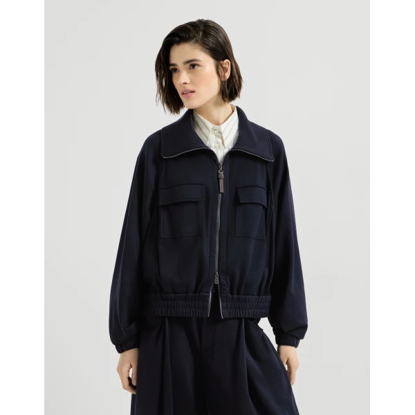 Brunello Cucinelli Interlock cardigan with monili in Cobalt