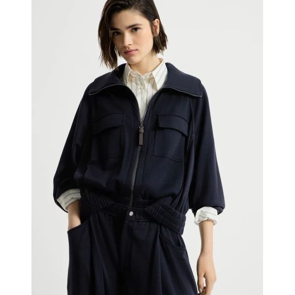 Brunello Cucinelli Interlock cardigan with monili in Cobalt