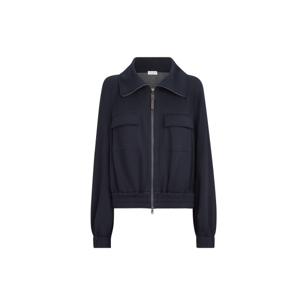 Brunello Cucinelli Interlock cardigan with monili in Cobalt