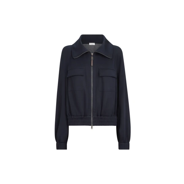 Brunello Cucinelli Interlock cardigan with monili in Cobalt