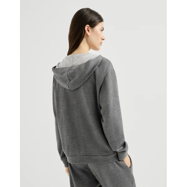 Brunello Cucinelli Interlock top with hood and Precious in Dark Grey