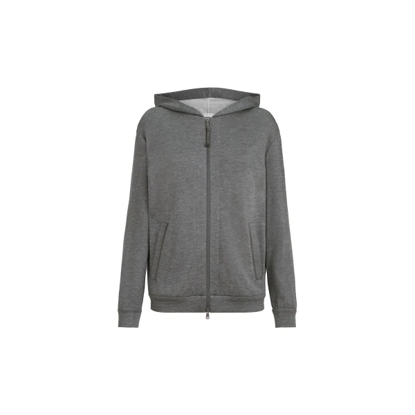 Interlock top with hood and Precious in Dark Grey