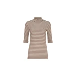 Brunello Cucinelli Jersey T-shirt with sparkling stripes in Brown | Shirts | Coveti