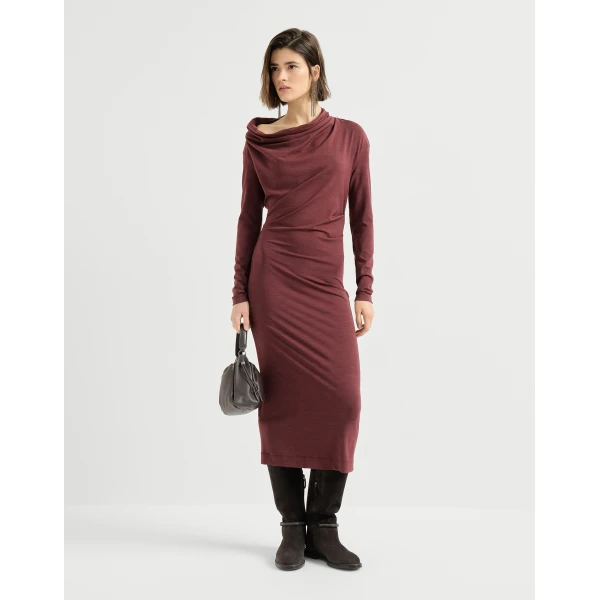 Brunello Cucinelli Jersey dress with monili in Red